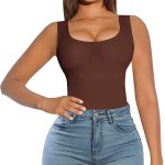 FeelinGirl Bodysuit for Women Tummy Control Seamless Fashion Thong Tops Short/Half/Short Puff/Long Puff Sleeve